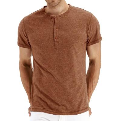 China Wholesale Empty Anti-Wrinkle Jiaer-Custom Cotton Vintage Mens Clothes Button Up Fashion Shorts Sleeve Henley Shirts Plus Size Men T-Shirts for sale