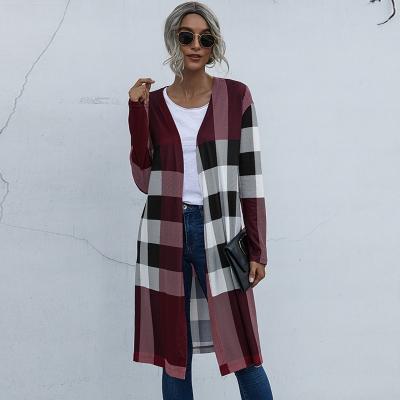 China Wholesale Custom Women's Autumn Cotton Plaid Fashion Button-Down Anti-wrinkle Directly Knit Cardigan for sale