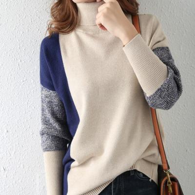 China Anti-Wrinkle Sweater Factory Knitted Turtle Neck Women Sweater Long Sweater Soft Warm Loose Pullover Sweater for sale