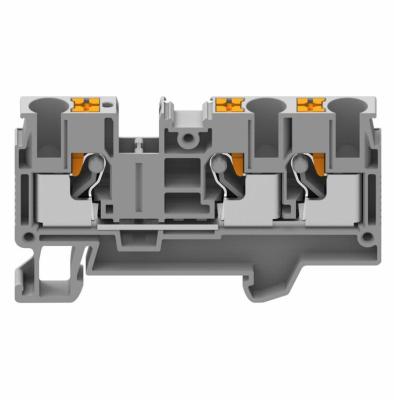 China WANJIE Din Rail GUV Flattening One Entry and Spring Two Terminal Block (GUV6-103) 26-18awg for sale