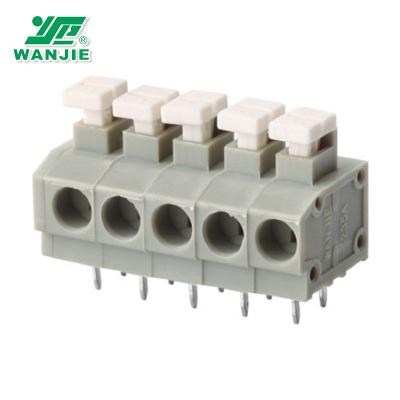 China Wanjie PCB Spring Terminal Block Pitch 5.0mm WJ235A-5.0 22-18awg for sale