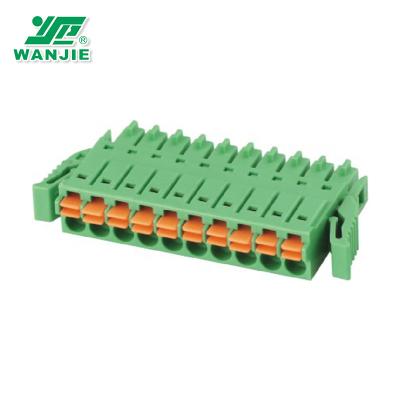 China Wanjie 3.5mm Pitch Spring Plug-in Terminal Block With Double Clips WJ15EDGKNG-3.5 24-16awg for sale