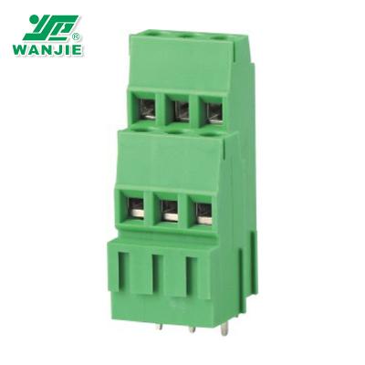 China Wanjie 5.0mm 5.08mm Dual Level PCB Screw Terminal Block Connector WJE2K500A/WJE2K508A 30-14awg for sale