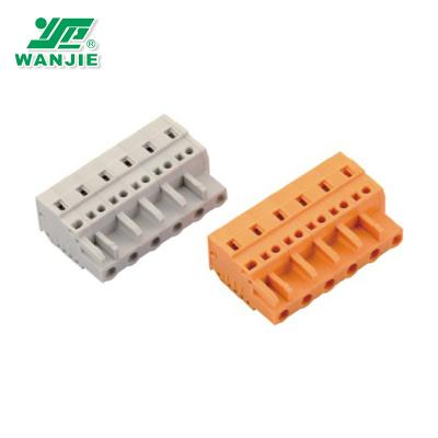 China Wanjie 7.62 mm MCS 100% screwless terminal block connector female connector protected against mismating WJ0701-02 22-14awg for sale