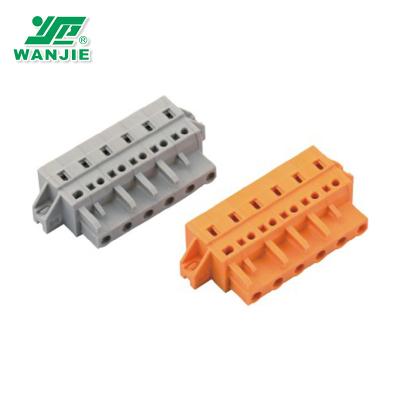 China Wanjie 7.62mm Female Console Bracket Spring Cage Connectors With Fixing Flanges WJ0701-07 22-14awg for sale