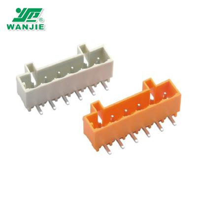 China Copper Alloy Wanjie Console Rack 5.0mm Pin Plated Rectangle PCB Connector For Panel Rack WJ0402-06 for sale