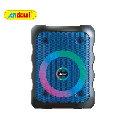 China ANDOWL Portable Wireless Speaker Subwoofer Wireless Speaker With Cool Ring Light With Microphone Speaker for sale