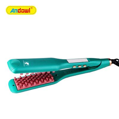 China ANDOWL Fluffy Hair Temperature Show LCD Panel Heating 2 in 1 Straight Hair Curler for sale