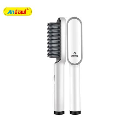 China ANDOWL Popular Hair Straightening Comb 2 in 1 Portable Hair Straightener Mini Hair Flat Iron Styling Curler for sale