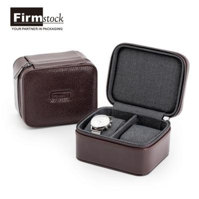 China Wholesale Business Cardboard+Leather+Velvet Luxury Hot Selling PU Leather Watches Fabric Zipper Collection Design Case Bag Watch Box for sale