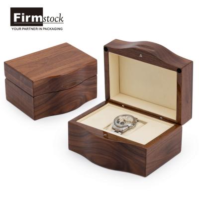 China Luxury Wholesale Walnut Wooden Gift MDF Simple Watch Cases MDF Logo Storage Watches Packaging Box Custom Made for sale