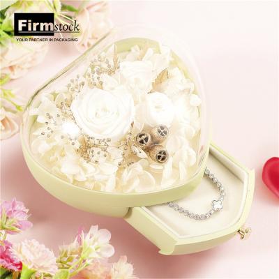 China Acrylic Jewelry Packaging Rose Ring Boxes Transparent Flower Glass Box Jewelry Packaging Bag Bracelet Bangle for sale