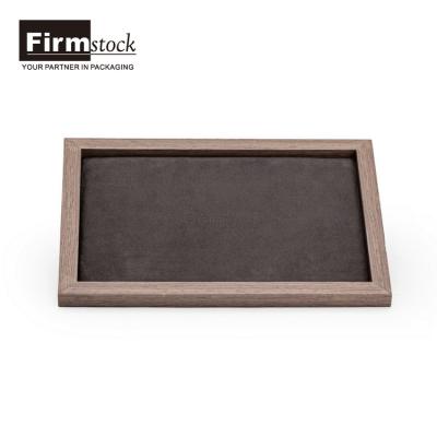 China Custom Logo Size Display Resin Jewelry Demonstration Tray Stackable MDF+ Wood Velvet Craft Stackable Tier for sale