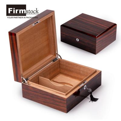 China Luxury Lacquer Luxury Ebony MDF Humidor Present Cigar Collection Box Wood Case Customized Storage Gift Cigar Box for sale