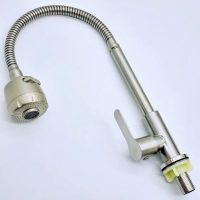 China Other Mounted Single Handle Flexible Hose Single Cold Water Sus304 Body Kitchen Faucet With Sprayer for sale