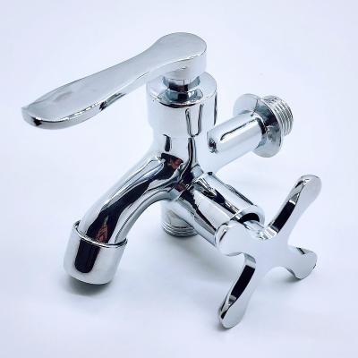 China Modern Wall mounted double outlet zinc body zinc handle  double handle double function shower faucet cold water tap for sale