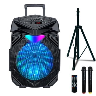 China 2021 Big Function Phone Factory Price Power Trolley Speaker With Led Light And Wireless Speakers for sale