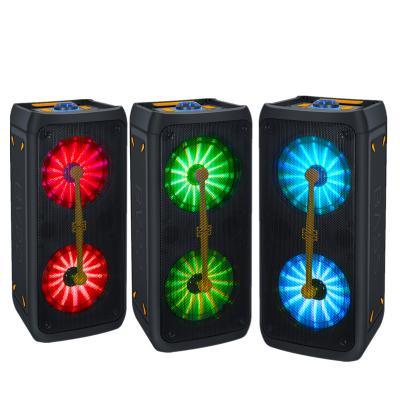 China 6.5 Inch High Power Outdoor Portable Wireless Karaoke Dual Speaker Woofer Wireless Speaker With LED Light for sale