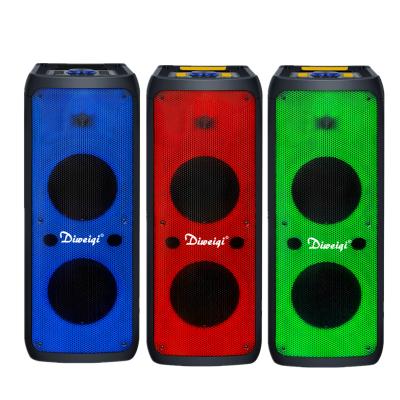 China Factory Wireless Ready Goods Dual 10 Inch With Colorful Flame Light DJ Powered Party Speakers With Wholesale Price for sale