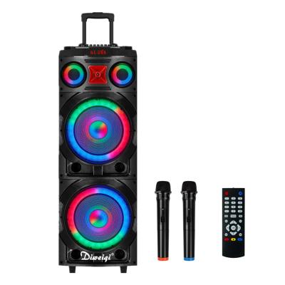 China High Power Dual 12 Inch Karaoke Large Box Party Outdoor Wireless Speaker Trolley High Power DJ Wireless Speaker System for sale