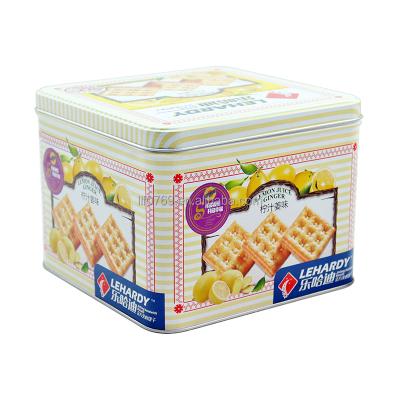 China Recyclable Well Printing Square Cookies Tin Box From Tin Factory for sale