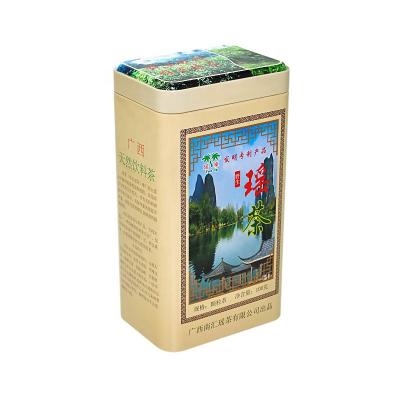 China Rectangular Japanese Metal Tea Canister Tin Food Tea Tin Can for sale