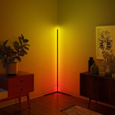 China Newest Simple Modern Living Room Rainbow RGB LED Bedroom Corner Remote Standing Colorful Floor Lamp RGB Corner Led Floor Lamp for sale