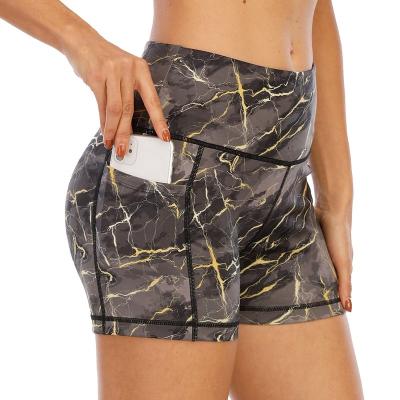 China Women Leopard Print Waist Tummy Control Breathable High Butt Seamless Gym Biker Yoga Lifting Shorts Crack! crack! for sale