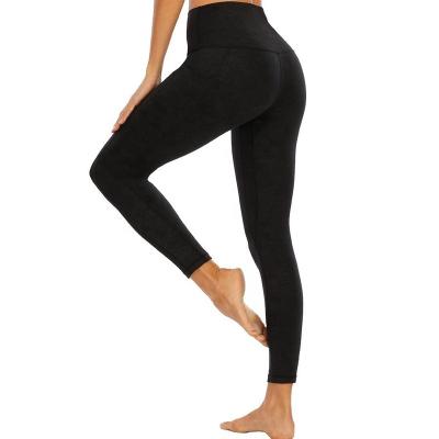 China Breathable High Waist Pocket Fitness Yoga Embossing Fuzzy Running Pants Gym Sports Shapes Workout Cotton Gaiters For Women for sale