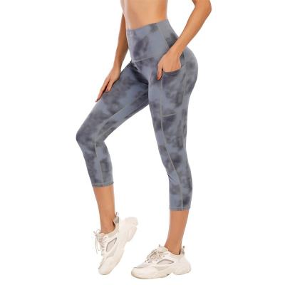 China New StyleSoft Breathable Fashionable Tie Dye Yoga Line Up High Waisted Compression Sports Gaiters Gaiters for sale