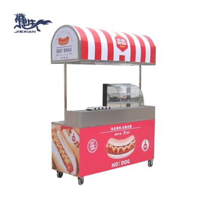 China Small Hand Push JX-CR180 Outdoor Mobile Hand Push Street Churros Hot Dog Waffles Vending Cart Trailer for sale