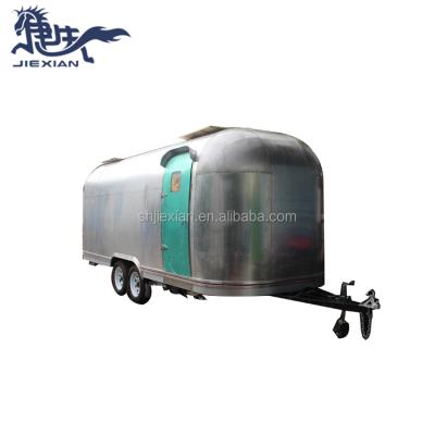 China Vegetable Processing Plant JX-BT600 6M Long Stainless Steel Food Truck Mobile Airstream Food Trailer For Fast Food for sale