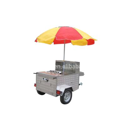 China Vegetable Processing Plant JX-HS120A Professional Outdoor Street Stainless Steel Mobile Hand Push Hot Dog Cart for sale