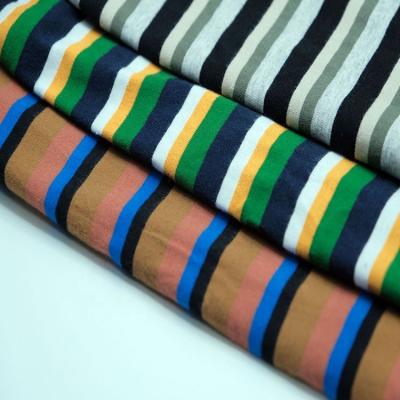 China 2023 High Quality Comfortable Anti-static All Cotton Yarn-dyed Plain Color-stripes Jersey Fabric For Sweatshirt for sale