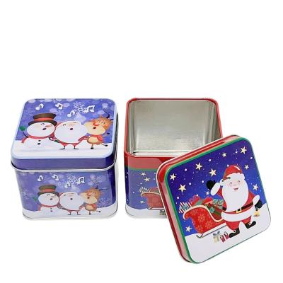 China Factory Direct Recyclable Tin Containers Square Shape Metal Tin Box Small Tin Box Custom Packaging for Christmas for sale