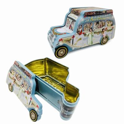 China Wholesale Custom Food Car Shape Tin Box Christmas Child Proof Tin Box Food Tin Containers With Lids for sale