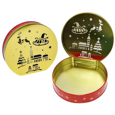 China Food Manufacturer Custom Metal Tin Packaging Round Hinge Tin Container Candy Cookie Tin For Christmas for sale