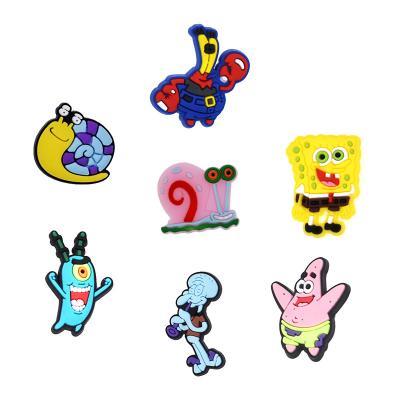 China Free Shipping Hot Selling Shoe Decoration 7cs Amazon Shoe Charms Cartoon DIY Clog Sandals Buttons Decoration PVC Rubber Charm For Kids Gift for sale