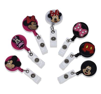 China Cartoon Cute Retractable Chains and Rainbow Micky Smile Flower ID Badge Reel Holder for sale