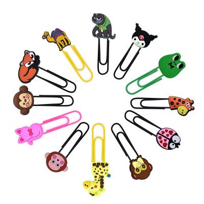 China Cool In Plant Cartoon Silicone PVC Soft Metal Benchmarks Funny Live Creative Animal Paper Clips For Office And School for sale