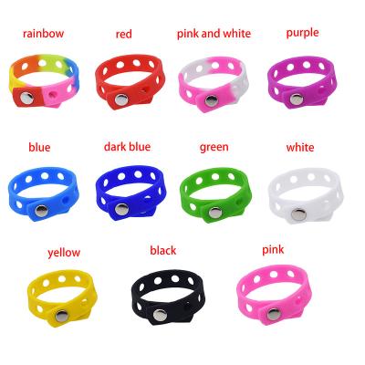 China Clog Charm Multi Color Silicone Wristband Bracelets With Holes For Croc Shoe Buckles PVC Shoe Accessories Wristband Charms Gifts for sale