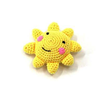 China Handmade safety quality sunflower rattle and chewable teether toy for newborn crochet plush toy for sale