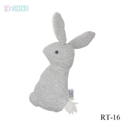 China Safety and Chewable Toys Organic Cute Baby Rattle Cotton Rabbit Teether Squeaky Toy for sale