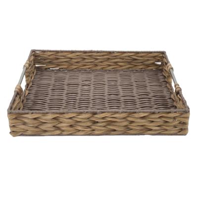 China YRMT Eco-friendly Handmade Woven Corn Rope And Fruit Storage Tray Wicker Home Storage Basket With Handle for sale