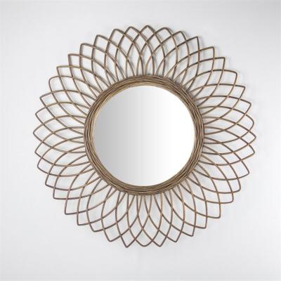 China Home Decor Art Wall Hanging Wicker Mirror by YRMT New Dresser Wicker Round Eco-friendly Rattan Mirror for sale