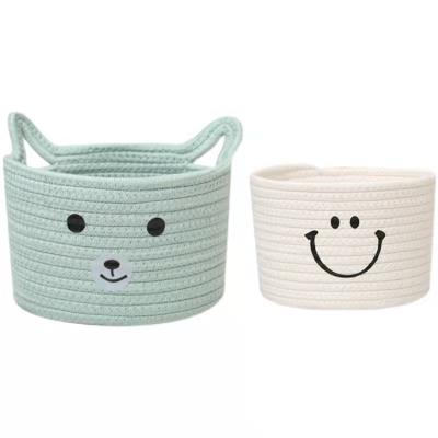 China Lovely Viable Animal Woven Baskets Tie Cotton Rope Storage Baskets For Living Room Office Snacks for sale