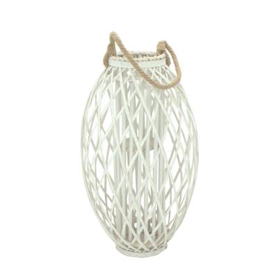 China Home decoration handmade tall wicker candle holder with glasses for festival decoration for sale