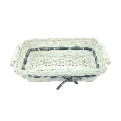 China Viable Handmade New Design White Wicker Storage Basket Tray for sale