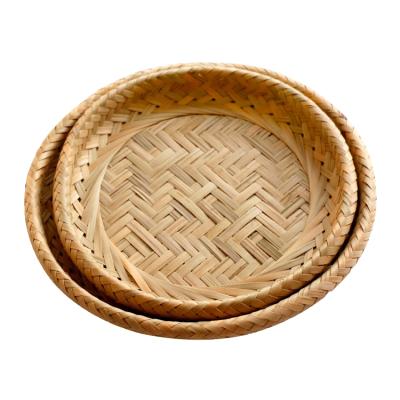 China YRMT Sustainable New Product Hand Knitted Storage Basket Bamboo Fruit Basket for sale