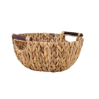 China Hot Sale Water Viable Hyacinth Grass Storage Basket with Handles for sale